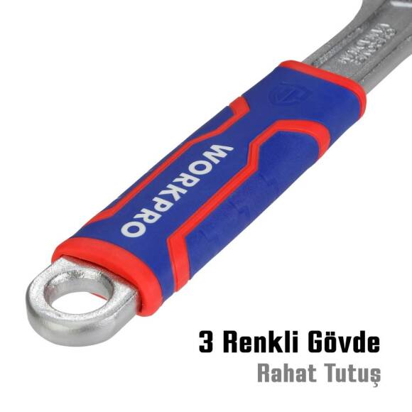 WORKPRO WP272013 300mm Cr-V Profesyonel Kurbağacık Anahtar - 3