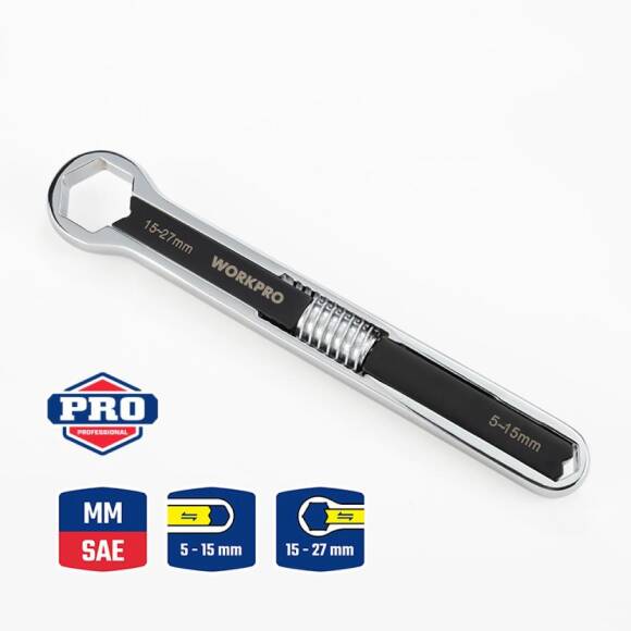 WORKPRO WP272016 5/27mm CR-V Üniversal Ayarlanabilir Çift Başlı Anahtar - 1