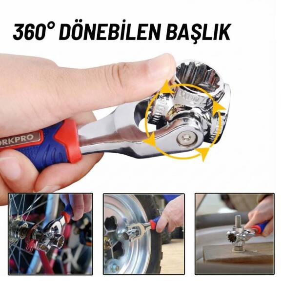WORKPRO WP272018 8 IN 1 Mafsallı Çok Fonksiyonlu Profesyonel Lokma Anahtarı - 3