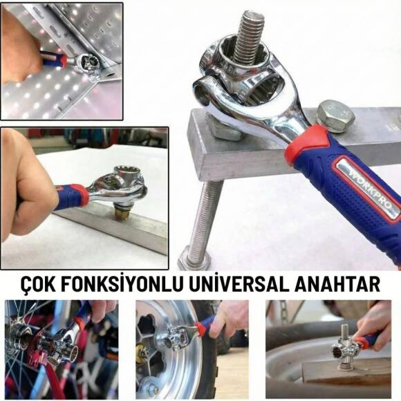 WORKPRO WP272018 8 IN 1 Mafsallı Çok Fonksiyonlu Profesyonel Lokma Anahtarı - 6
