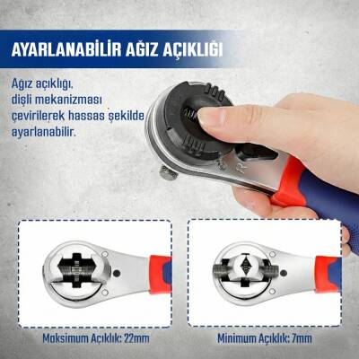 WORKPRO WP272063 7-22mm CR-V Profesyonel Ayarlanabilir 200mm Cırcır Anahtar - Workpro (1)
