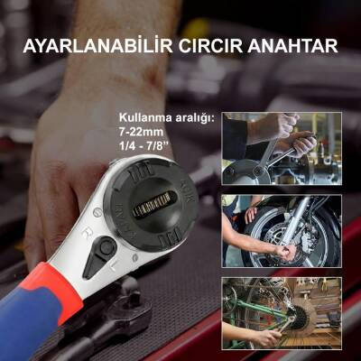 WORKPRO WP272063 7-22mm CR-V Profesyonel Ayarlanabilir 200mm Cırcır Anahtar - 9