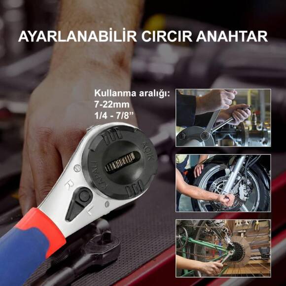 WORKPRO WP272063 7-22mm CR-V Profesyonel Ayarlanabilir 200mm Cırcır Anahtar - 9