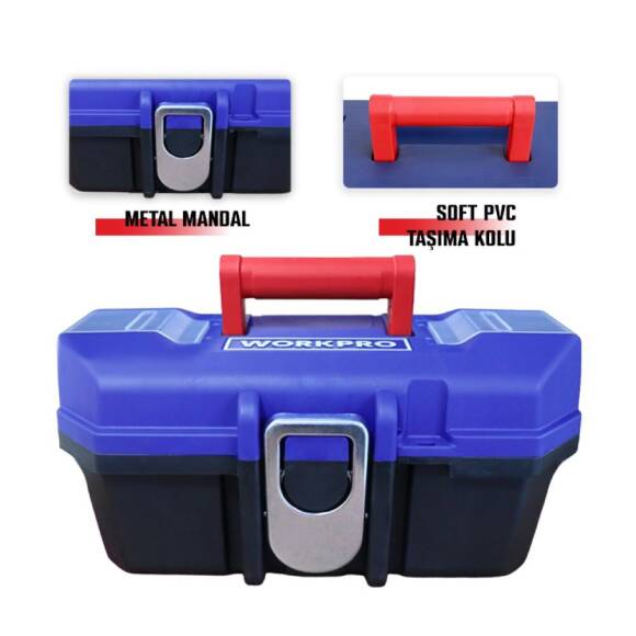 WORKPRO WP283021 13’’ Metal Kilitli Plastik Takım Çantası - 10