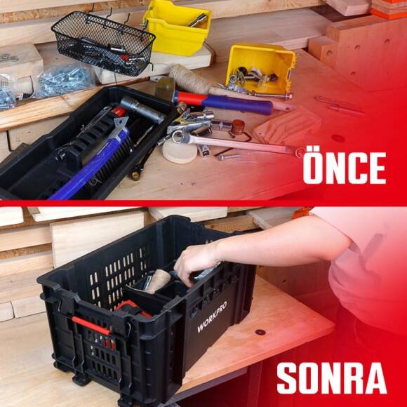 WORKPRO WP283028 46Lt 55,7x32,2x25cm Üstü Açık Profesyonel Takım Çantası - 7