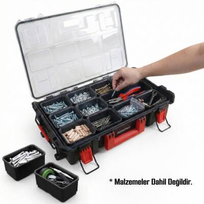 WORKPRO WP283029 24Lt 12 Gözlü Şeffaf Kapaklı İstiflenebilir 56x35x12,5cm Profesyonel Organizer Takım Çantası - Workpro (1)