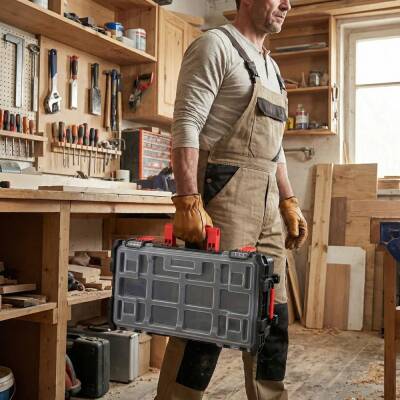 WORKPRO WP283029 24Lt 12 Gözlü Şeffaf Kapaklı İstiflenebilir 56x35x12,5cm Profesyonel Organizer Takım Çantası - 3