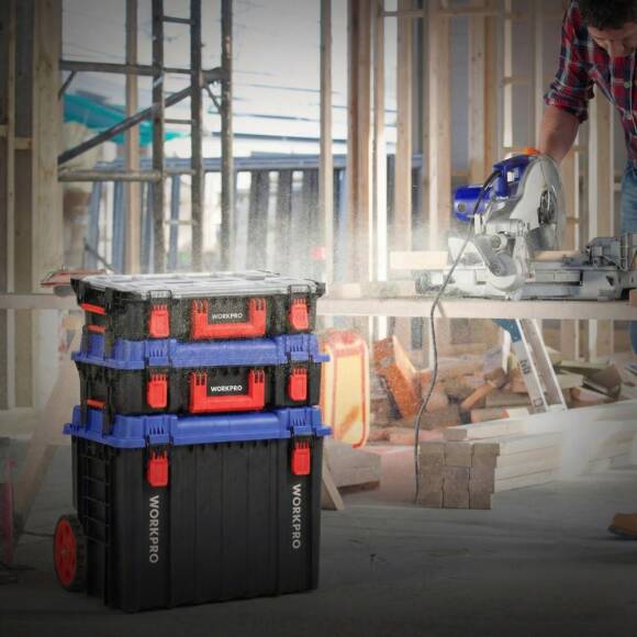 WORKPRO WP283029 24Lt 12 Gözlü Şeffaf Kapaklı İstiflenebilir 56x35x12,5cm Profesyonel Organizer Takım Çantası - 5