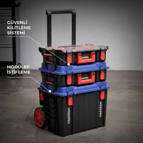 WORKPRO WP283029 24Lt 12 Gözlü Şeffaf Kapaklı İstiflenebilir 56x35x12,5cm Profesyonel Organizer Takım Çantası - 6