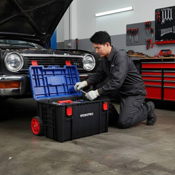 WORKPRO WP283032 54Lt 56x44,2x50cm Tekerlekli Kilitli Profesyonel Takım Çantası - 5
