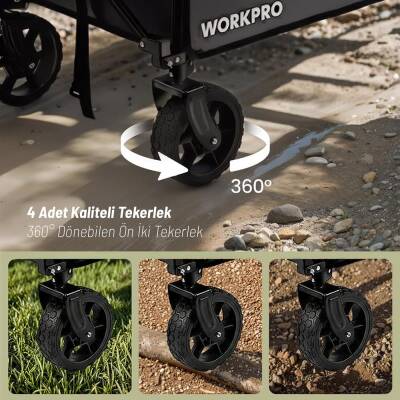 WORKPRO WP285015 80Kg 4 Tekerli Katlanabilir Ağır Hizmet Taşıma Arabası - 3