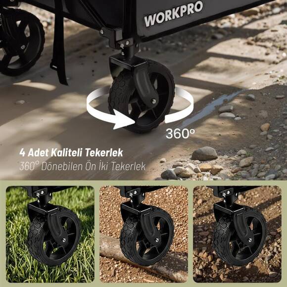WORKPRO WP285015 80Kg 4 Tekerli Katlanabilir Ağır Hizmet Taşıma Arabası - 3