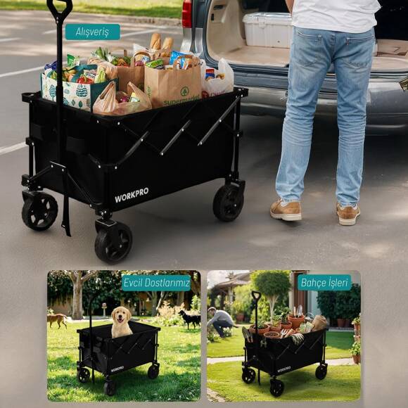 WORKPRO WP285015 80Kg 4 Tekerli Katlanabilir Ağır Hizmet Taşıma Arabası - 5