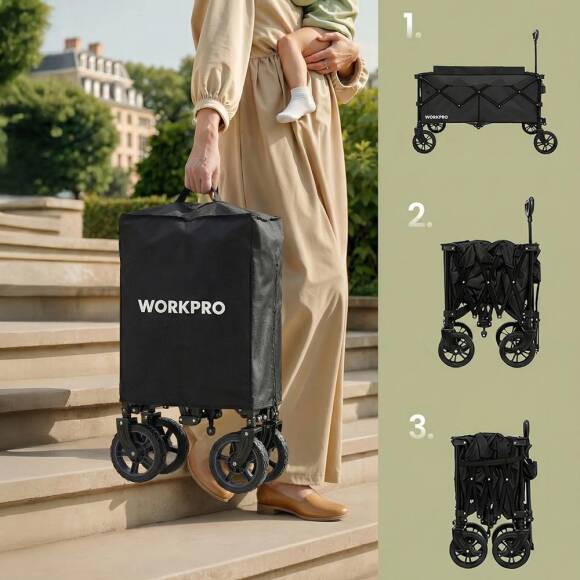 WORKPRO WP285015 80Kg 4 Tekerli Katlanabilir Ağır Hizmet Taşıma Arabası - 6