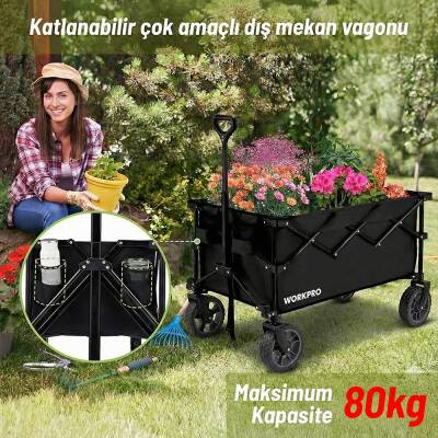 WORKPRO WP285015 80Kg 4 Tekerli Katlanabilir Ağır Hizmet Taşıma Arabası - 9