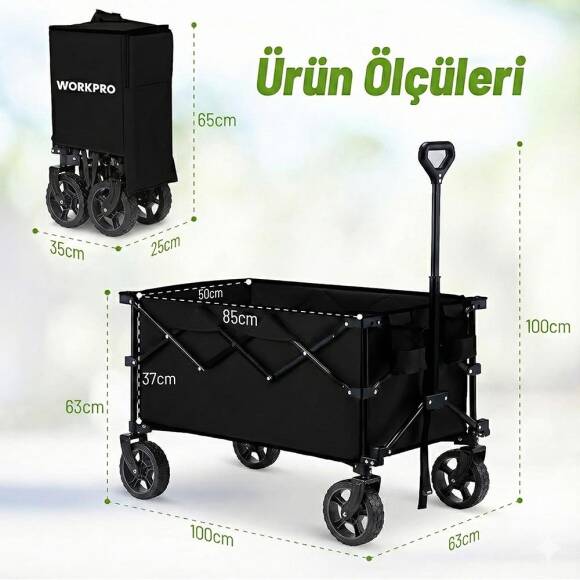 WORKPRO WP285015 80Kg 4 Tekerli Katlanabilir Ağır Hizmet Taşıma Arabası - 2