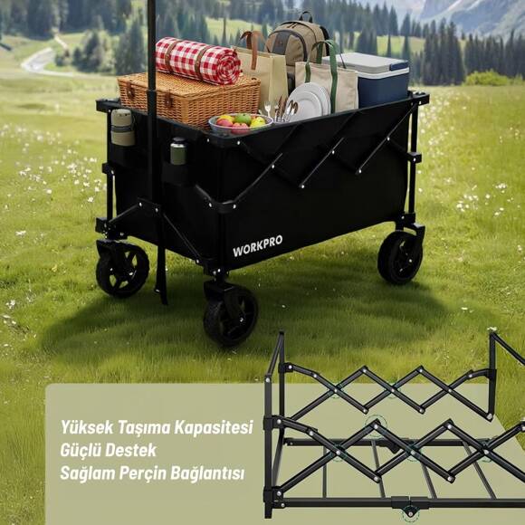 WORKPRO WP285015 80Kg 4 Tekerli Katlanabilir Ağır Hizmet Taşıma Arabası - 10