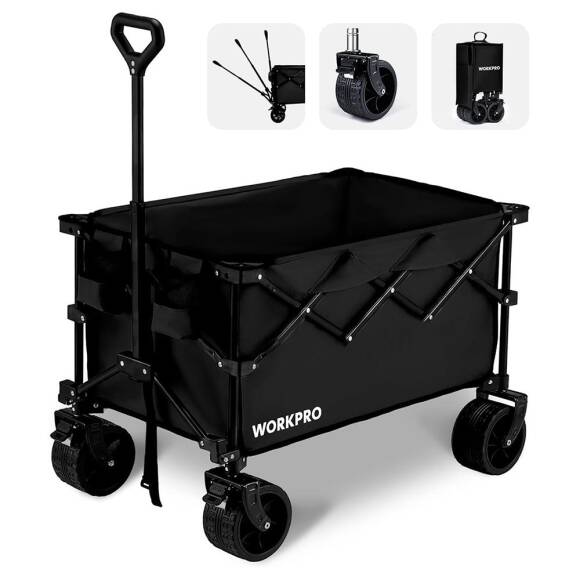 WORKPRO WP285016 100Kg 4 Tekerli Katlanabilir Ağır Hizmet Taşıma Arabası / Plaj Arabası - 1