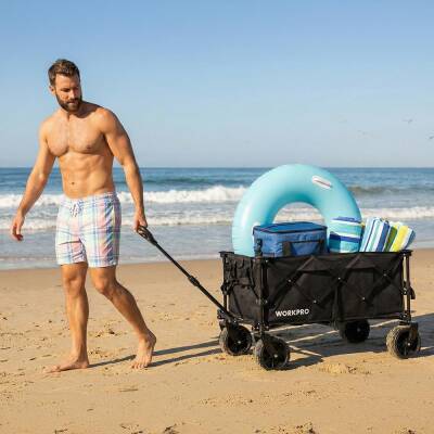 WORKPRO WP285016 100Kg 4 Tekerli Katlanabilir Ağır Hizmet Taşıma Arabası / Plaj Arabası - 4
