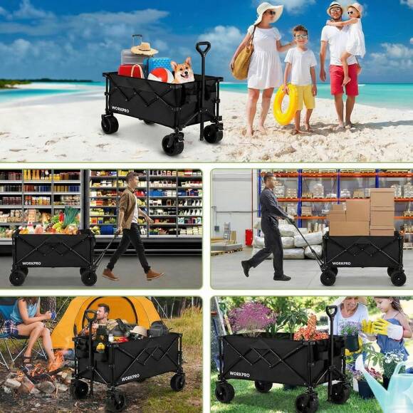 WORKPRO WP285016 100Kg 4 Tekerli Katlanabilir Ağır Hizmet Taşıma Arabası / Plaj Arabası - 7