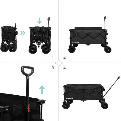 WORKPRO WP285016 100Kg 4 Tekerli Katlanabilir Ağır Hizmet Taşıma Arabası / Plaj Arabası - 8