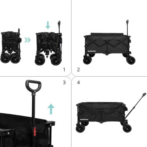 WORKPRO WP285016 100Kg 4 Tekerli Katlanabilir Ağır Hizmet Taşıma Arabası / Plaj Arabası - 8