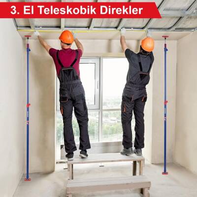 WORKPRO WP289034 137-290cm 70Kg Teleskobik Mandallı Ayarlanabilir 2’Li Çelik Destek Direği + Taşıma Çantası - 3