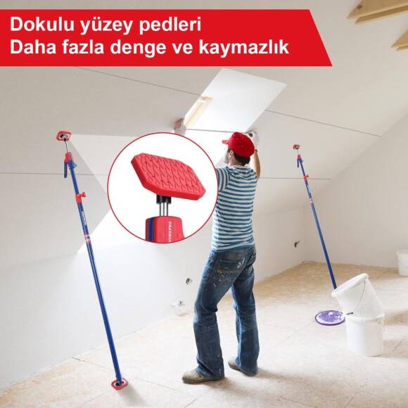WORKPRO WP289034 137-290cm 70Kg Teleskobik Mandallı Ayarlanabilir 2’Li Çelik Destek Direği + Taşıma Çantası - 4