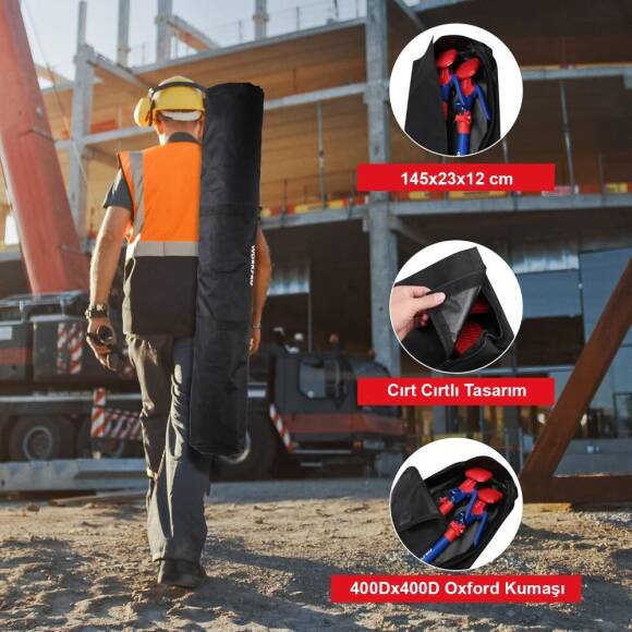WORKPRO WP289034 137-290cm 70Kg Teleskobik Mandallı Ayarlanabilir 2’Li Çelik Destek Direği + Taşıma Çantası - 7