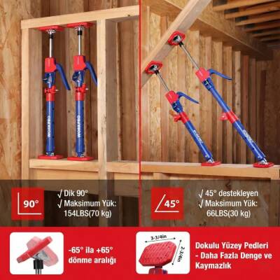 WORKPRO WP289035 60-115cm 70Kg Teleskobik Mandallı Ayarlanabilir 2’Li Çelik Destek Direği + Taşıma Çantası - 4