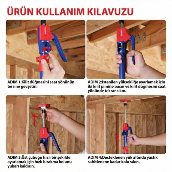 WORKPRO WP289036 47-75cm 70Kg Teleskobik Mandallı Ayarlanabilir 2’Li Çelik Destek Direği + Taşıma Çantası - 8