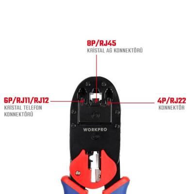 WORKPRO WP292001 RJ45/RJ11/RJ12/RJ22 Profesyonel Konnektör Sıkma Pensesi - 7