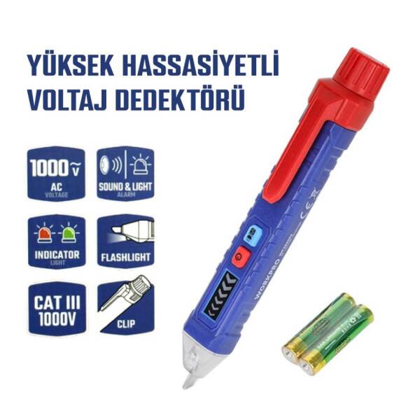 WORKPRO WP295004 12-1000 Volt AC Yüksek Hassasiyetli Profesyonel Voltaj Dedektörü - 1