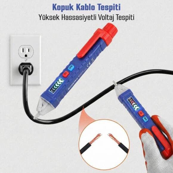 WORKPRO WP295004 12-1000 Volt AC Yüksek Hassasiyetli Profesyonel Voltaj Dedektörü - 4