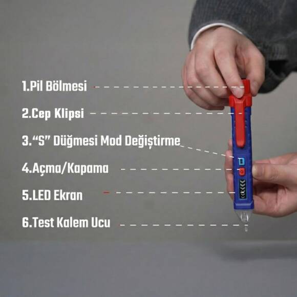 WORKPRO WP295004 12-1000 Volt AC Yüksek Hassasiyetli Profesyonel Voltaj Dedektörü - 10