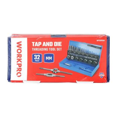 WORKPRO WP309008 32 Parça Profesyonel Metrik Kılavuz ve Pafta Takımı Diş Açma Seti - 10