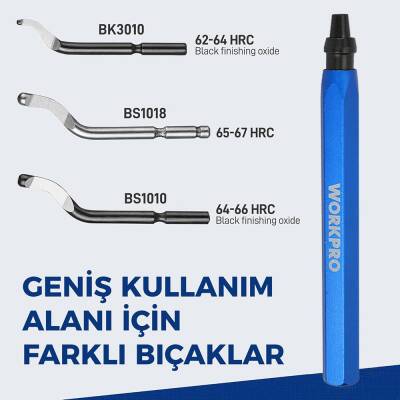WORKPRO WP309010 Profesyonel Çapak Temizleme Kalemi + 3 Parça Bıçak - 3