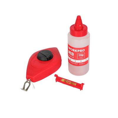 WORKPRO WP329019 Çizim İpi Seti 115gr Kırmızı Çizim İpi Boyası + Mini Su Terazisi + 30M Çizim İpi - Workpro