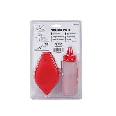 WORKPRO WP329019 Çizim İpi Seti 115gr Kırmızı Çizim İpi Boyası + Mini Su Terazisi + 30M Çizim İpi - 10