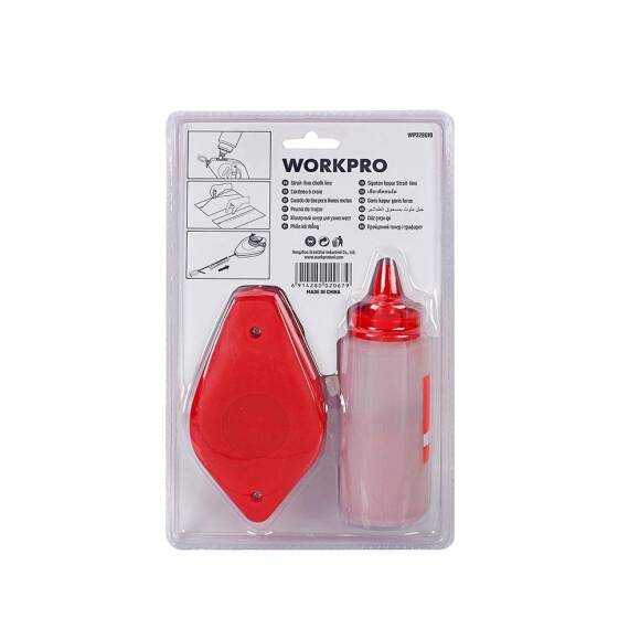 WORKPRO WP329019 Çizim İpi Seti 115gr Kırmızı Çizim İpi Boyası + Mini Su Terazisi + 30M Çizim İpi - 10