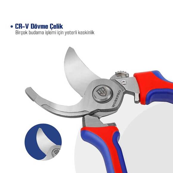 WORKPRO WP332013 220mm Bypass Cr-V Profesyonel Bağ Bahçe Dal Budama Makası - 2