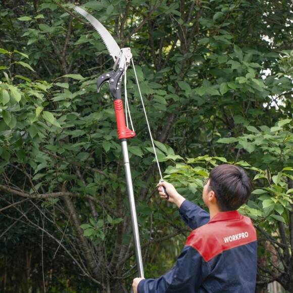 WORKPRO WP333006 270cm 2 IN 1 Teleskobik Saplı Profesyonel Ağaç Budama Testeresi ve 25mm Dal Budama Makası - 6