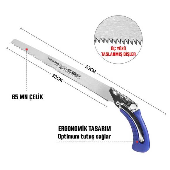 WORKPRO WP333008 325mm 8TPI Profesyonel Ağaç Budama Testeresi - 2