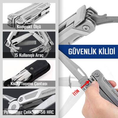 WORKPRO WP382008 16 IN 1 Çok Fonksiyonlu Profesyonel Pense Seti + Taşıma Kılıfı - 9