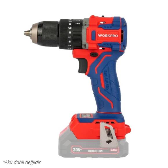 WORKPRO WP390016 20Volt 65Nm. Kömürsüz Profesyonel Şarjlı Darbeli Matkap (Akü Dahil Değildir) - 2