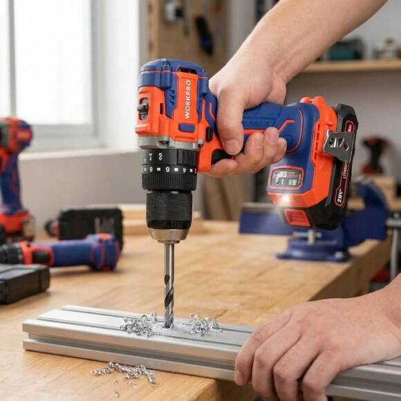 WORKPRO WP390019 20Volt 2.0Ah Li-ion 65Nm. Çift Akülü Kömürsüz Profesyonel Şarjlı Darbeli Matkap - 6
