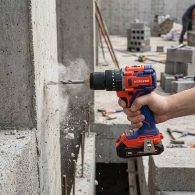 WORKPRO WP390019 20Volt 2.0Ah Li-ion 65Nm. Çift Akülü Kömürsüz Profesyonel Şarjlı Darbeli Matkap - 7