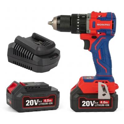 WORKPRO WP390020 20Volt 4.0Ah Li-ion 65Nm. Çift Akülü Kömürsüz Profesyonel Şarjlı Darbeli Matkap - Workpro (1)