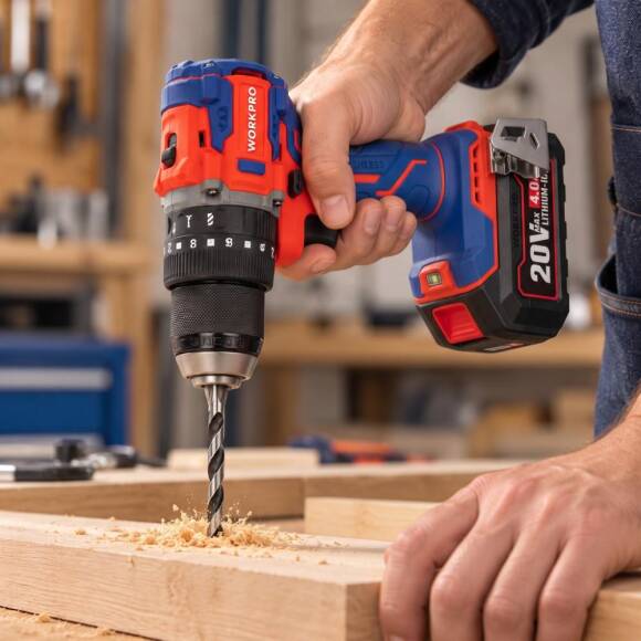 WORKPRO WP390020 20Volt 4.0Ah Li-ion 65Nm. Çift Akülü Kömürsüz Profesyonel Şarjlı Darbeli Matkap - 4