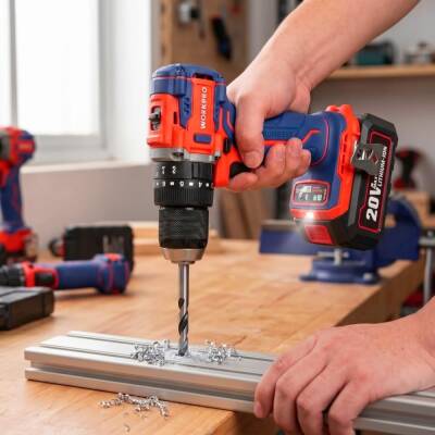 WORKPRO WP390020 20Volt 4.0Ah Li-ion 65Nm. Çift Akülü Kömürsüz Profesyonel Şarjlı Darbeli Matkap - 6